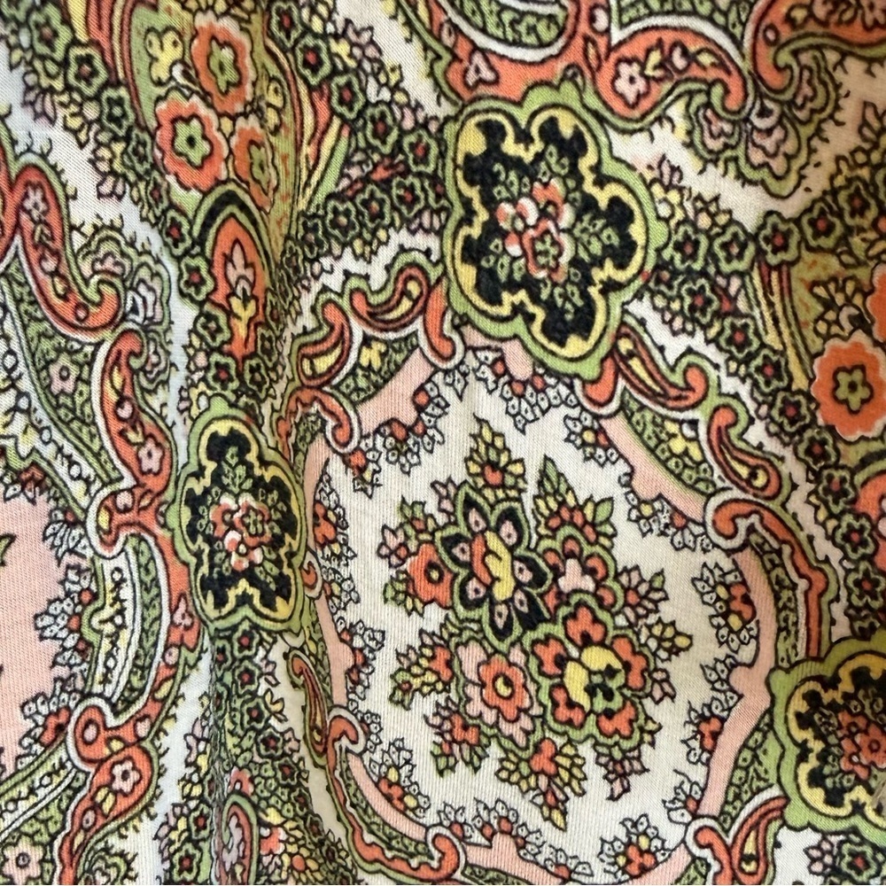 Anthropologie Artsy Boho Hippie Harem Pants Medium Paisley Pink Green White - Picture 11 of 13